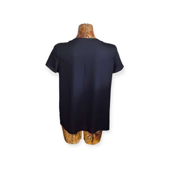 Ann Taylor top short sleep black white sequins medium - Picture 4 of 7